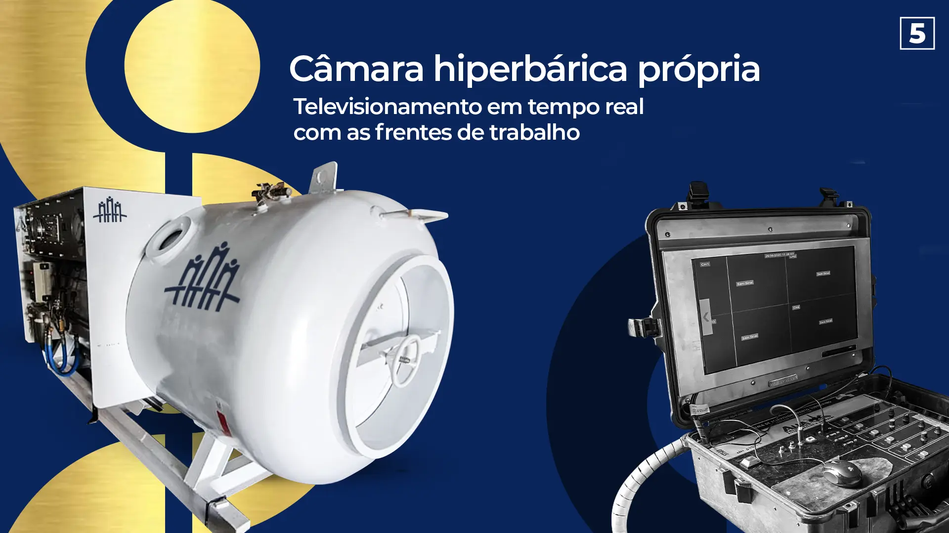 Câmara hiperbárica própria e televisionamento em tempo real